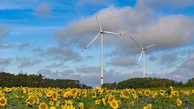 Landschaft mit Windrädern