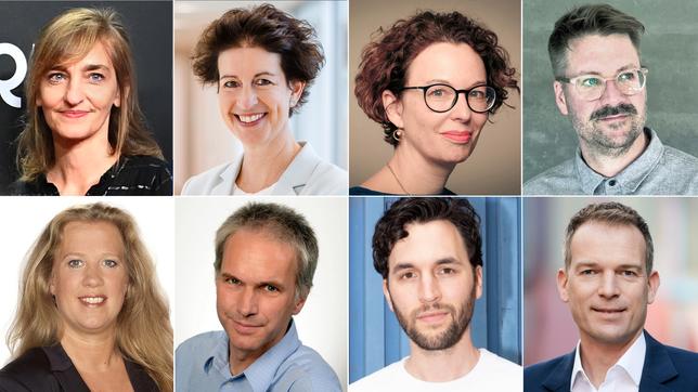 Jurymitglieder 2025: Mirjam Dolderer, Dagmar Biller, Anaïs Roth, Timo Großpietsch, Christiane Hinz, Rolf Bergmann, Thilo Kasper und Oliver Köhr (von li. oben nach re. unten)