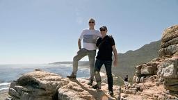 Peter Müller (li.) und Thomas Geissert, aus dem hessischen Langen, am Aussichtspunkt am Kap der Guten Hoffnung.