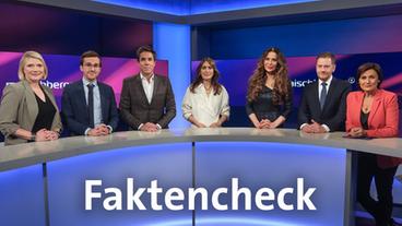 Bild: WDR/Oliver Ziebe Die Gäste (v.l.n.r.): Cathryn Clüver Ashbrook, Martin Machowecz, Markus Feldenkirchen, Anja Kohl, Nadja Atwal, Michael Kretschmer