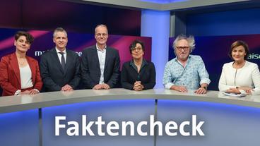 Bild: WDR/Oliver Ziebe Die Gäste (v.l.n.r.): Anna Lehmann, Thorsten Frei, Matthias Miersch, Mariam Lau, Urban Priol