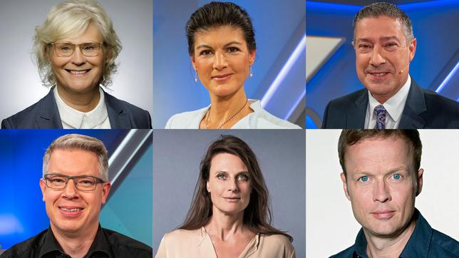 Die Gäste: Die Gäste: Christine Lambrecht, Sahra Wagenknecht, Joachim Llambi (oben von links); Frank Thelen, Claudia Kade und Georg Restle (unten von links).