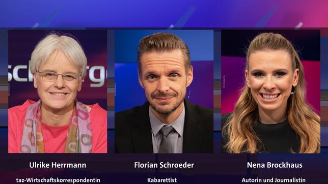 Bild: Alle WDR/Oliver Ziebe Ulrike Herrmann, Florian Schroeder und Nena Brockhaus