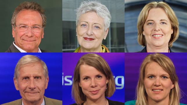 Klaus Ernst, Marieluise Beck, Bärbel Bas (oben v.l.n.r.); Ulrich Wickert, Helene Bubrowski, Julie Kurz (unten v.l.n.r.)