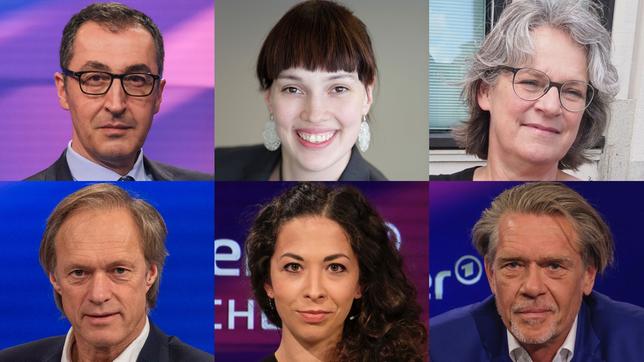 Cem Özdemir, Nora Seitz, Susanne Hansen (oben v.l.n.r.); Gerhard Delling, Anna Schneider, Hajo Schumacher (unten v.l.n.r.)