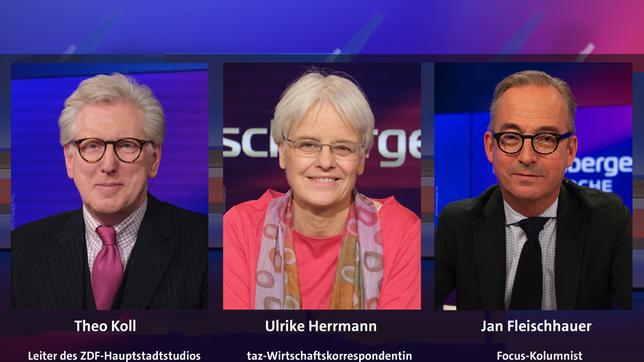 Bild: WDR/Oliver Ziebe; WDR/Oliver Ziebe; WDR/Melanie Grande Theo Koll, Ulrike Herrmann und Jan Fleischhauer (v.l.n.r.)