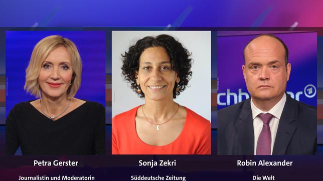 Bild: WDR/Oliver Ziebe; Katharina Eglau; WDR/Oliver Ziebe Petra Gerster, Sonja Zekri und Robin Alexander (v.l.n.r.)