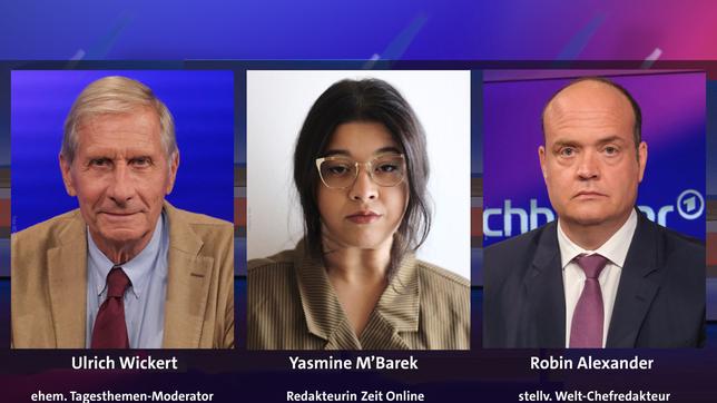 Bild: WDR/Oliver Ziebe; Eva Roßbach; WDR/Oliver Ziebe Ulrich Wickert, Yasmine M'Barek und Robin Alexander (v.l.n.r.)