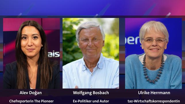 Alev Doğan, Wolfgang Bosbach und Ulrike Herrmann (v.l.n.r.)