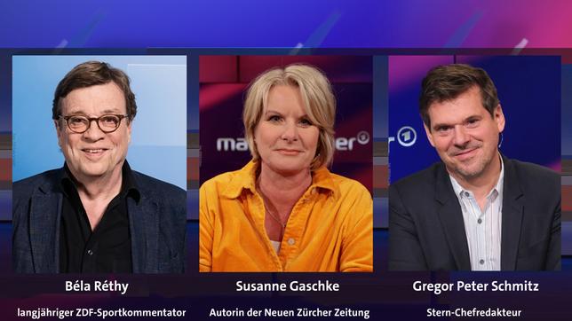 Bild: ZDF/Felix Schmitt; WDR/Dirk Borm; WDR/Oliver Ziebe Béla Réthy, Susanne Gaschke und Gregor Peter Schmitz (v.l.n.r.)