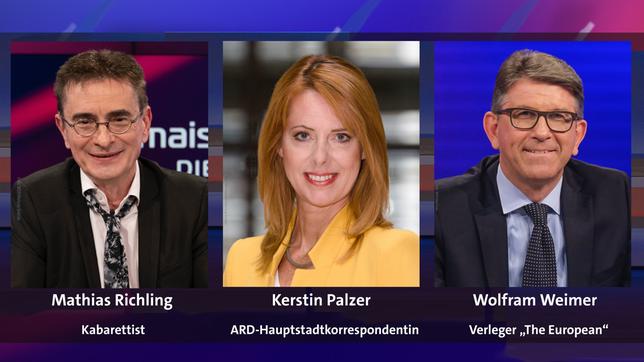 Bild: WDR/Melanie Grande; ARD-Hauptstadtstudio/Tanja Schnitzler; WDR/Oliver Ziebe Mathias Richling, Kerstin Palzer, Wolfram Weimer