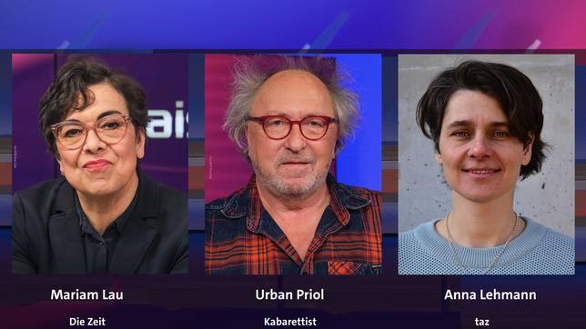 Bild: WDR/Oliver Ziebe; WDR/Oliver Ziebe; Isabell Lott Mariam Lau, Urban Priol und Anna Lehmann (v.l.n.r.)