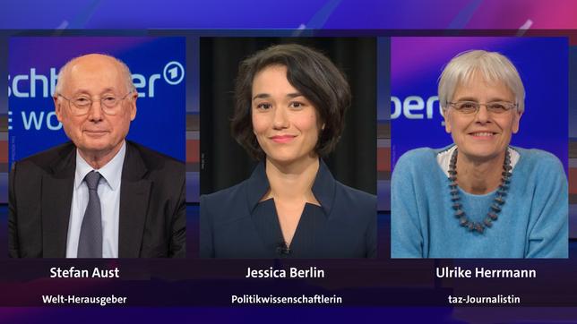 Bild: WDR/Oliver Ziebe; DW News; WDR/Oliver Ziebe Stefan Aust, Jessica Berlin und Ulrike Herrmann (v.l.n.r.)