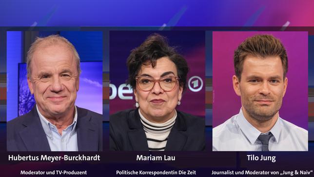 Bild: Alle WDR/Oliver Ziebe Hubertus Meyer-Burckhardt, Mariam Lau und Tilo Jung (v.l.n.r.)