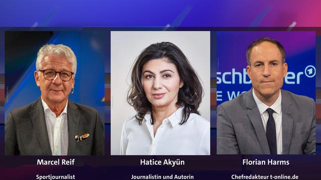 Bild: WDR/Max Kohr; Meiko Herrmann; WDR/Oliver Ziebe Marcel Reif, Hatice Akyün und Florian Harms (v.l.n.r.)