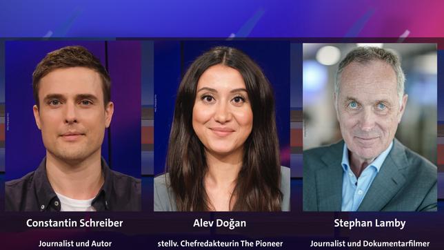 Bild: WDR/Oliver Ziebe; WDR/Oliver Ziebe; dpa/Kay Nietfeld Constantin Schreiber, Alev Doğan und Stephan Lamby (v.l.n.r.)
