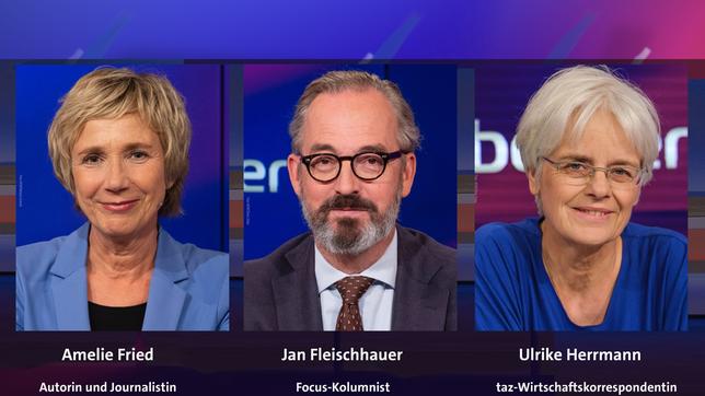 Bild: WDR/Melanie Grande; WDR/Oliver Ziebe; WDR/Oliver Ziebe Amelie Fried, Jan Fleischhauer und Ulrike Herrmann