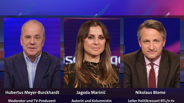 Bild: Alle WDR/Oliver Ziebe Hubertus Meyer-Burckhardt, Jagoda Marinić und Nikolaus Blome (v.l.n.r.)