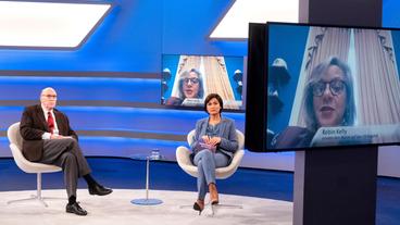 Bild: WDR/Oliver Ziebe Trotz bundesweitem Lockdown sinken die Infektions- und Todeszahlen in Deutschland nicht. Gleichzeitig breitet sich die ansteckendere Virus-Mutation aus Großbritannien aus. Reichen die verschärften Maßnahmen, die seit Montag gelten, aus? Und werden sich – wie angekündigt – bis zum Sommer alle impfen lassen können, die wollen? – Christian Hacke (Politikwissenschaftler) und Moderatorin Sandra Maischberger im Gespräch mit der zugeschalteten Robin Kelly (US-Kongressabgeordnete aus Illinois).