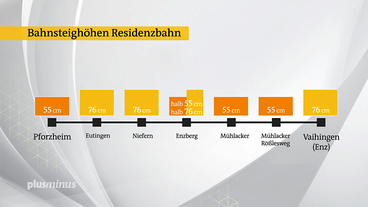 Bild: Mitteldeutscher Rundfunk Eine Grafik visualisiert die unterschiedlichen Bahnsteighöhen auf der Strecke der Residenzbahn zwischen Pforzheim und Vaihingen.