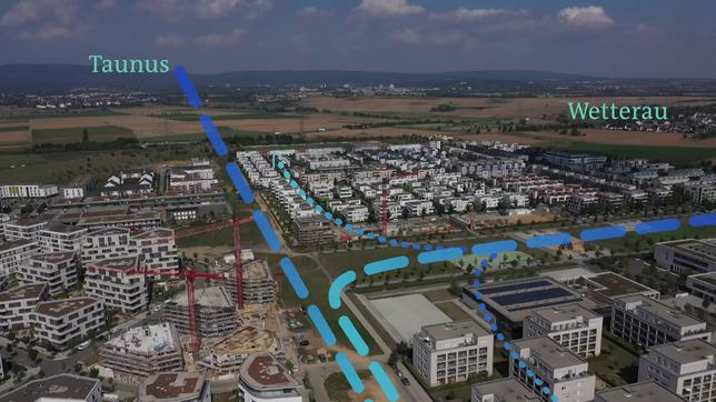 Bild: Das Erste Klimafreundliches Bauen mit Frischluftschneise auf dem Riedberg in Frankfurt.