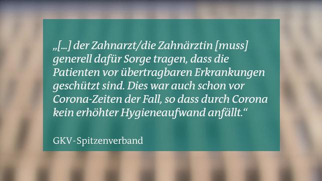 Bild: ARD GKV-Spitzenverband sieht keinen erhöhten Hygieneaufwand.