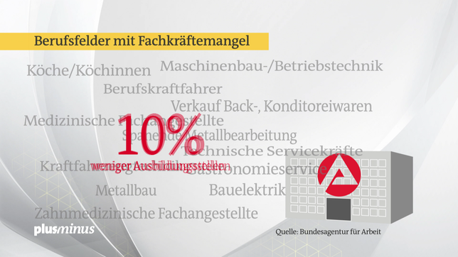 Bild: SWR Grafik: Rückgang der Ausbildungstellen bei Fachkräftemangel