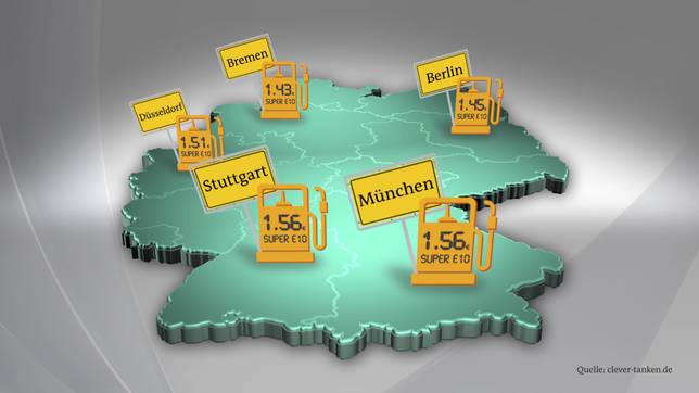 Bild: SWR Grafik: Benzinpreise in Deutschland