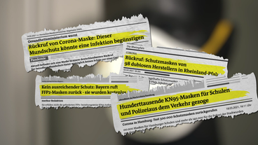 Bild: SWR Zeitungsausschnitte mit Maskenrückrufen