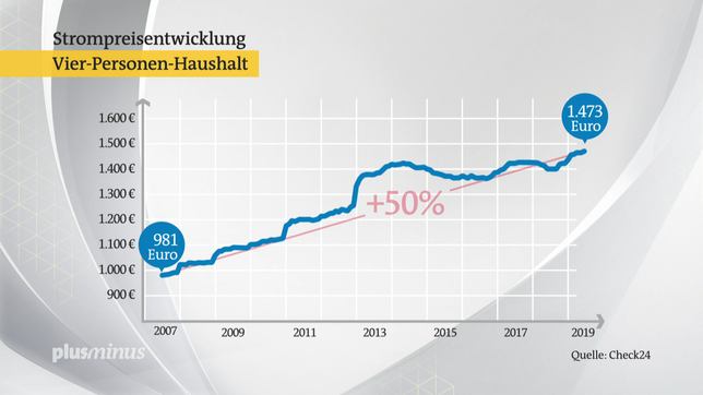 Bild: SWR Von 2007 bis 2019 stiegen die Stromkosten um 50 Prozent.