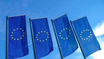 EU-Fahnen wehen im Wind