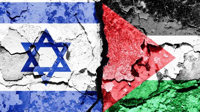 Collage Flagge Israels und Palästina