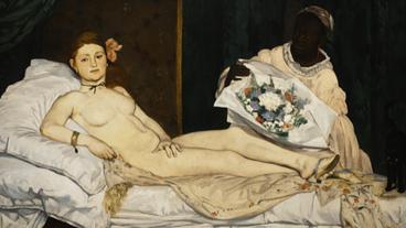 Bild: Musée d'Orsay, Paris Ölgemälde einer nackten, weißen Frau auf einem Bett und ihres schwarzen Zimmermädchens