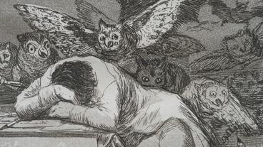 Bild: Sammlung E. W. K., Bern, Caprichos, 43, 1. Aufl./Courtesy Galerie Kornfeld, Bern Schwarzweißzeichnung eines schlafenden Mannes
