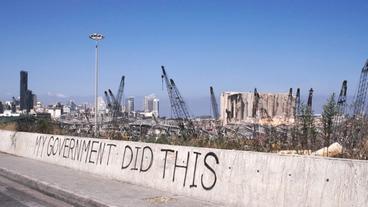Bild: Das Erste "My Government did this" Graffiti in Beirut