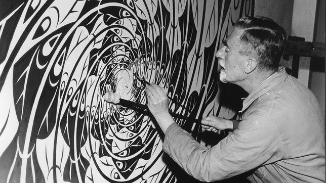 Bild: 2018 Robin Lutz AV productions M.C. Escher zeichnet an eine Wand.