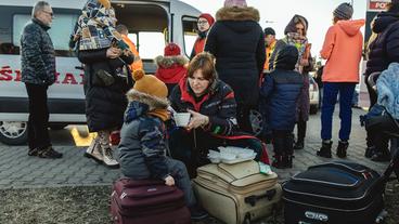 Sammelstelle für ukrainische Kriegsflüchtlinge in Przemysl, Polen