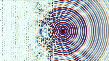 Bild: WDR Computersimulation: Bodenwellen werden von Wald "geschluckt".