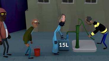 Bild: SWR Menschen stehen für Trinkwasser an