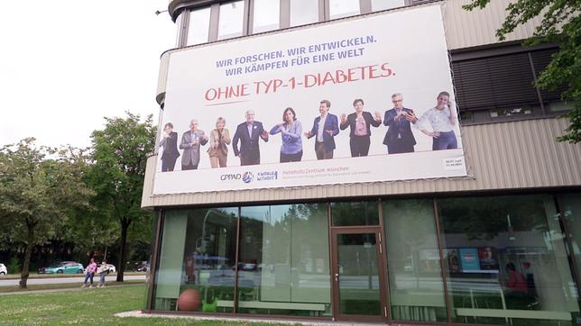 Bild: BR Plakat über die Forschung von Typ-1-Diabetes am Helmholtz Zentrum München