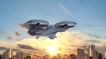Bild: Airbus Flugtaxi in einer Animation am Himmel