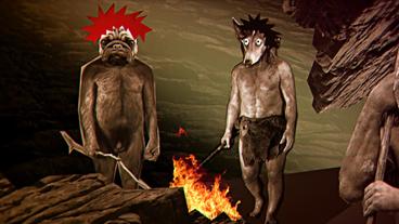 Bild: WDR Animation: Urmenschen-Hunde, einer mit roten Haaren.