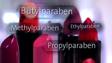 Bild: SWR Schriftzug Parabene vor Kosmetikartikeln.