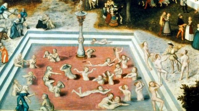 Bild: SWR Gemälde von jungen Menschen in einem Brunnen