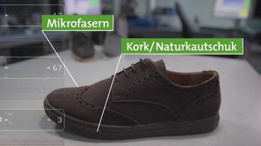 Bild: HR Ein Öko-Schuh mit Beschriftungen der Stoffe