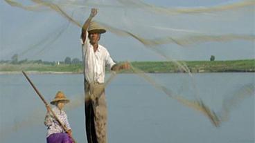 Fischer wirft Netz