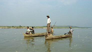 Fischer auf dem Irawadi-Fluss