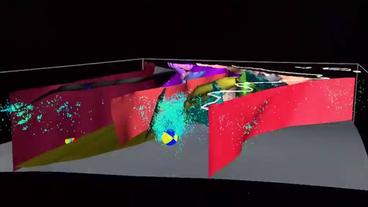 3D-Computergrafik des US Geological Survey mit Labyrinth aus Erdebenspalten