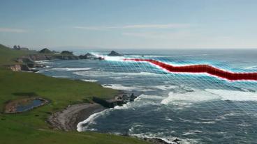 Bild: WDR Das Atomkraftwerk Diablo Canyon mit animiertem Verlauf des Shoreline-Grabens
