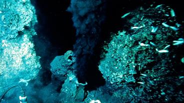Bild: W.R. Normak, USGS Schwarzer Raucher am Boden des Pazifischen Ozeans
